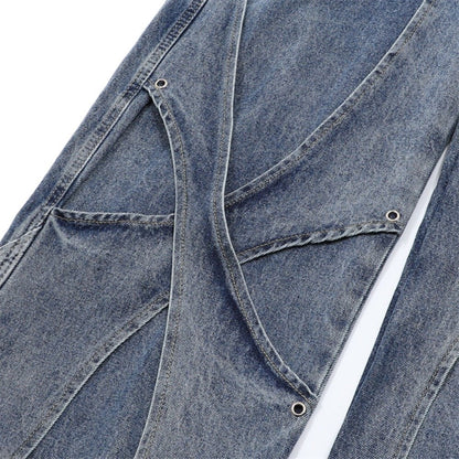 Washed Distressed Deconstructed Work Jeans - Thrashink